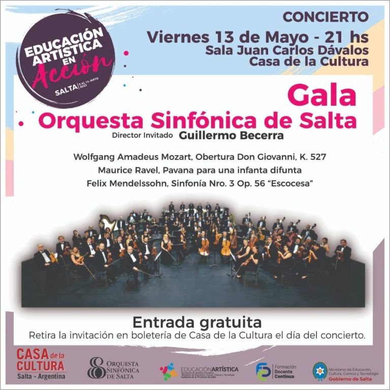 La Orquesta Sinfónica de Salta dará un recital gratuito en la Casa de la Cultura